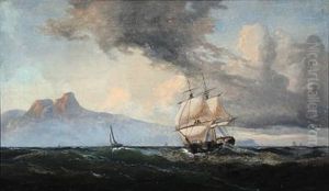 Sejler Under Norges Kyst by Carl Julius Emil Olsen