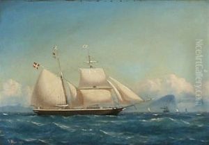 Seascape With A Danish Schooner Off The Coast Of Gibraltar