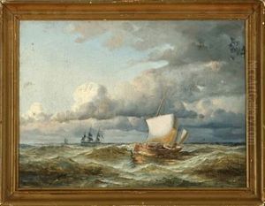 Marines With Sailing Ships (2 Works) by Carl Julius Emil Olsen