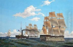 Marine, Ships At Sea by Carl Julius Emil Olsen