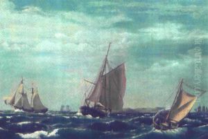 Marine Med Sejlskibe by Carl Julius Emil Olsen