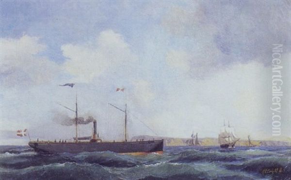Marine Med Den Danske Damper "randers" Samt Sejlskibe - view 1