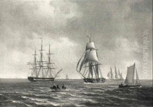 Marine Med Sejlskibe I Sundet by Carl Julius Emil Olsen