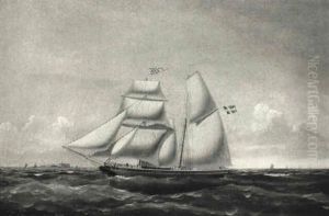 Marine Med 'skonnert Rapid Af Dragor 1863' Udfor Kronborg