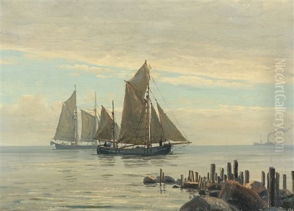 Sailing Ships Near The Coast - view 1