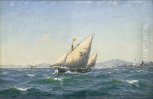 Segelboote An Der Spanischen Kuste (port Alfaquez?) by Christian Benjamin Olsen