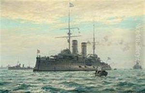 Seascape With The Russian Battleship Tsesarevich