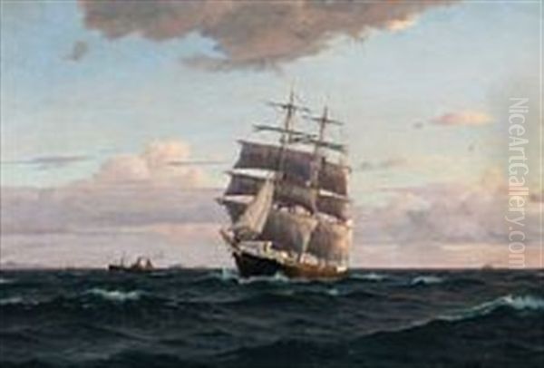 A Sailing Ship At Sea - view 1