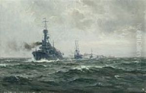 Seascape With Naval Fleet