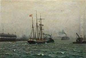 Plenty Of Ships Near Copenhagen Habour by Christian Benjamin Olsen