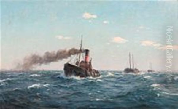 Steamtug With Two Barges In Oresund - view 1