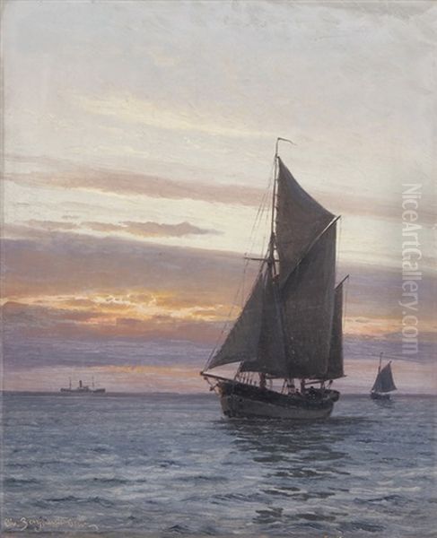 Segelschiffe Im Abendrot - view 1