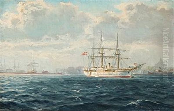 Harbour Scene From Copenahgen With The Royal Yacht Dannebrog - view 1