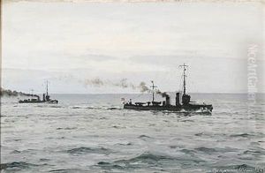 Seascape With Danish Warships by Christian Benjamin Olsen