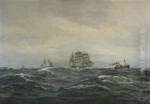 Segelfartyg Och Angfartyg I Hog Sjo