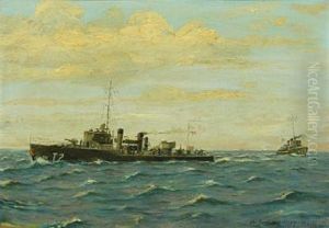 Maritime Scenery With The Two Torpedo Ships, Hvalen And Dragen