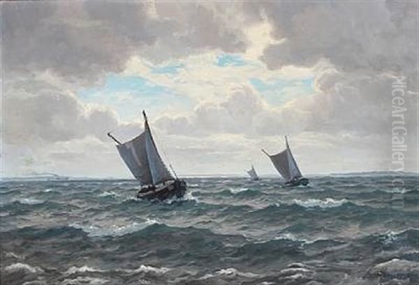 Seascape With Fishing Boats On Open Sea - view 1