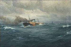 Marine With A Freighter In Heavy Sea