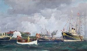 The Russian Tsar's Imperial Yacht "standard" In Copenhagen Harbour by Christian Benjamin Olsen