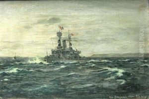 Marine Med Fransk Orlogsskib I Hoj So by Christian Benjamin Olsen