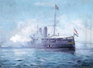 Dutch Cruiser "zeeland" Gun-saluting by Christian Benjamin Olsen