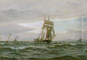 Marine Med Flere Sejl Og Motorskibe I Sundet by Christian Benjamin Olsen