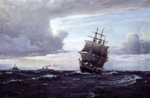 Marine Med Tremaster Sejlskib Og Damper