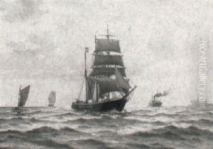 Marine Med Sejl- Og Motorskibe Udfor Kronborg by Christian Benjamin Olsen