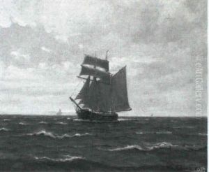 Marine, Sejlskibe Pa Havet by Christian Benjamin Olsen