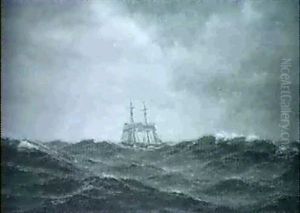 Marine Med Sejlskib by Christian Benjamin Olsen