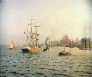 Norsk Bark Star Ind I Kobenhavns Havn