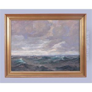 Schooner In Turbulent Seas by Julius Olsson