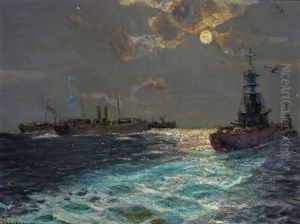 Warships In Moonlight