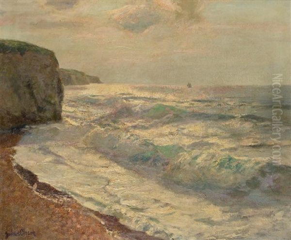 Seascape With Sailing Boat On The Horizon - view 1