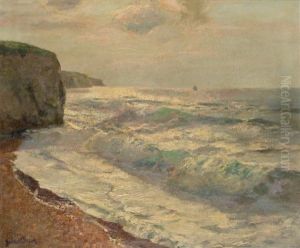 Seascape With Sailing Boat On The Horizon