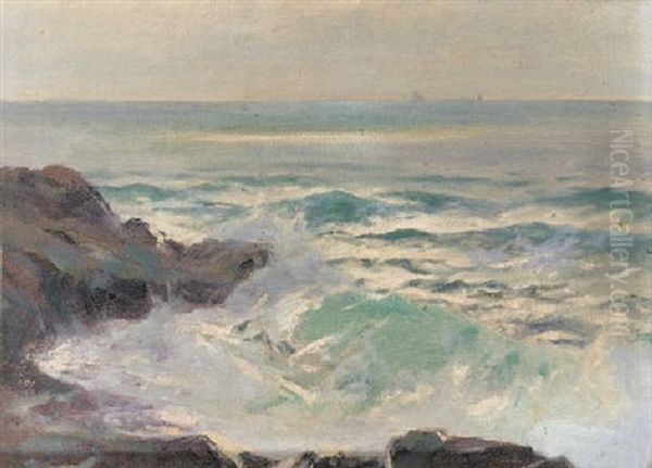 Waves Breaking Onto A Rocky Shore - view 1