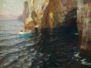 Die Blaue Grotte Auf Capri by Carl (Karl, Charles) O'Lynch of Town