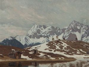Mountain Landscape by Carl (Karl, Charles) O'Lynch of Town