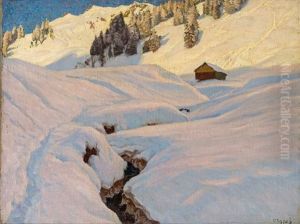 Winterlandschaft Im Walserthal by Carl (Karl, Charles) O'Lynch of Town