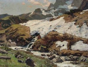 Fruhling Im Hochgebirge Walserthal by Carl (Karl, Charles) O'Lynch of Town