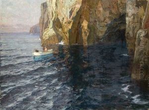 Die Blaue Grotte Bei Capri by Carl (Karl, Charles) O'Lynch of Town
