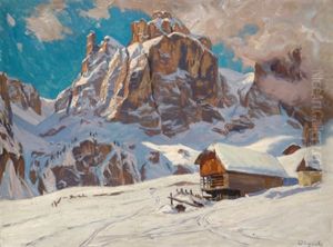 Winter Im Hochgebirge by Carl (Karl, Charles) O'Lynch of Town