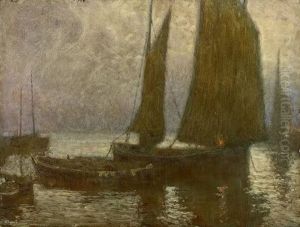 Fischerflotille An Der Englischen Kuste by Carl (Karl, Charles) O'Lynch of Town