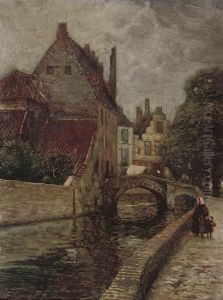 Quay St. Augustine, Bruges by Carl (Karl, Charles) O'Lynch of Town