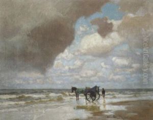 Pferdefuhrwerk Am Strand by Carl (Karl, Charles) O'Lynch of Town