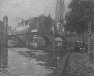 Blick Auf Einen Kanal In Brugge by Carl (Karl, Charles) O'Lynch of Town