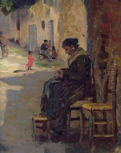 Dorfliche Strassenszene by Carl (Karl, Charles) O'Lynch of Town