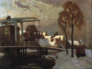 Winterliche Stadtlandschaft In Holland by Carl (Karl, Charles) O'Lynch of Town