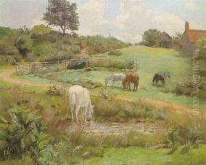 Horses Grazing In A Normandy Landscape