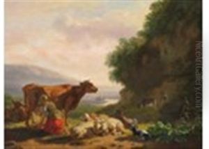 A Milkmaid At Dusk by Balthasar Paul Ommeganck